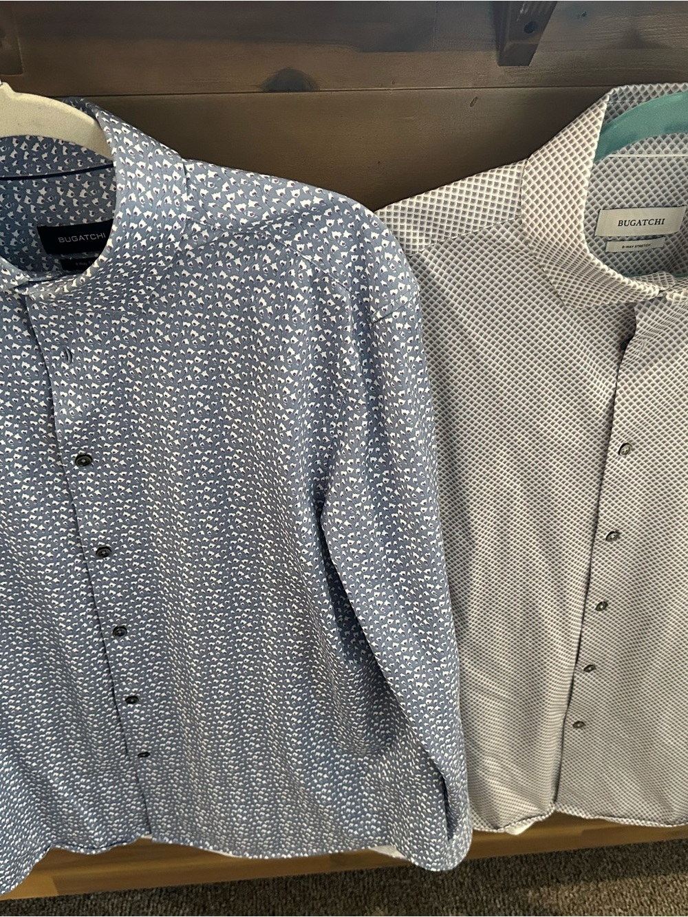 Bugatchi Blue and White Printed Button-Down Shirt